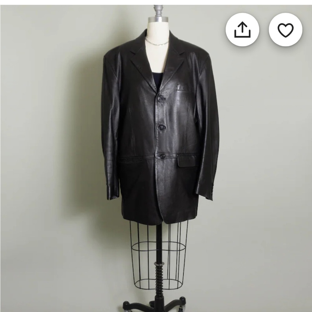Vintage RALPH LAUREN Genuine Lamb Skin Leather Jacket / Blazer / Black / 90s